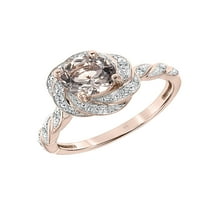 1-Carat T. G. W. Morganite și Carat T. W. inel de logodnă cu Halo cu diamante din aur roz de 10k
