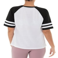 Athletic Works femei Athletisure Varsity Stripe Baseball T-Shirt