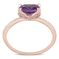 Tangelo 1-Carat T. G. W. ametist și diamant-Accent 10k inel de logodna din Aur Roz