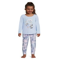 Set de pijamale cu mânecă lungă Wonder Nation Girls și Joggers, 2 piese, dimensiuni 4-și Plus