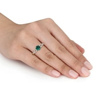 MIABELLA CT pentru femei a creat inel aniversar Emerald & Diamond 10kt Aur Galben Infinity Twist