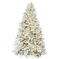 Timp De Crăciun 6.5-Ft. Zăpadă s-au îngrămădit jumătate de pom de Crăciun cu lumini LED alb cald