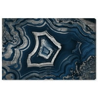 Wynwood Studio Abstract Wall Art Canvas Print 'Dreaming About You Geode Navy' Cristale-Albastru, Gri