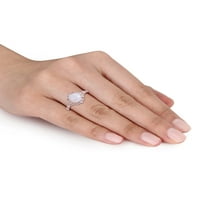 1-carate T. G. W. Opal, safir alb și diamant-Accent 10kt Aur Roz Vintage Halo inel