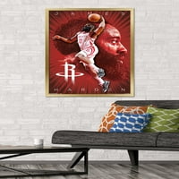 Tendințe internaționale NBA Houston Rockets-James Harden Poster de perete 24.25 35.75.75 Versiune Încadrată În Aur