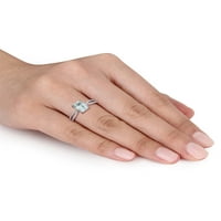 1-Carat T. G. W. acvamarin și Carat T. W. diamant 14kt Aur Alb Split-Gamba inel de logodna
