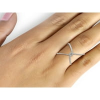 Bijuteriiclub Inel De Argint Sterling Criss Cross - 0. Carate inel cu diamant alb cu. Inel din argint Sterling - inel încrucișat