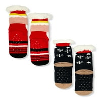 Șosete de papuci calde și confortabile pentru femei de Crăciun, pachet de 2