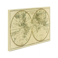 Artă comercială 'harta lumii în două emisfere' artă pe pânză de Charles Bonne