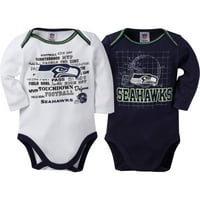 Set De Body Cu Mânecă Lungă Seattle Seahawks Baby Boys, Pachet 2