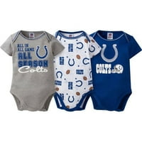 Set De Body Cu Mânecă Scurtă Indianapolis Colts Baby Boys, Pachet 3
