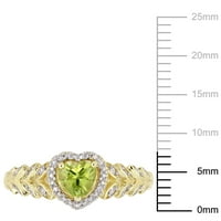 Miabella femei carate T. G. W. Peridot și diamant Accent 10kt Aur Galben Halo inima inel