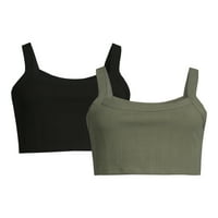 Fără Limite Juniori Crop Rib Rezervor De Top, 2-Pack