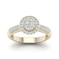 1 2CT TDW diamant 10k aur galben rotund Halo inel de logodna