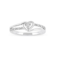 Carate TW diamant Split Gamba inima 10kt Aur Alb moda inel