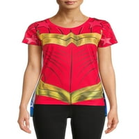 Tricou grafic Junior ' s Wonder Woman cu pelerină detașabilă, mărimea S-XL
