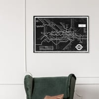 Wynwood Studio Hărți și steaguri Wall Art Canvas Prints 'London Underground Map 1934' hărți ale orașelor europene-Negru, gri