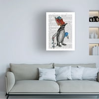 Fab Funky 'pinguin și pește pălărie carte de imprimare' Canvas Art