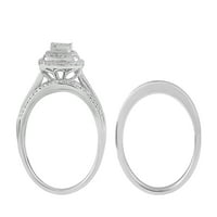 cttw pernă diamant Quad inel de mireasa Set din argint