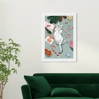 Wynwood Studio Holiday Wishes Kitty Holiday și artă de perete sezonieră pânză imprimată Verde 13x19