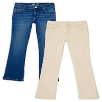 Wonder Nation Girls Kid Tough Bootcut Jeans, Pachet 2, Dimensiuni 5-Și Plus