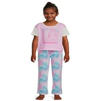 Barbie Fete Maneca Scurta Lung Flare Picior Pantalon 2 Piese Pijama Somn Set, Dimensiuni 4-12