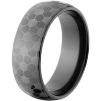 Jumătate rotund Negru zirconiu inel cu un design de fotbal Lasered