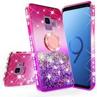Spumante roz sclipici Cascada Protecție telefon caz cu inel rotativ titularul pentru Samsung Galaxy S Plus