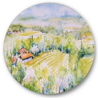 Designart 'Abstract Blossoming Green Fields In Countryside' Country Circle Metal Wall Art-Disc de 11