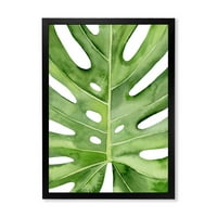 Designart 'Aproape Verde Monstera Frunze Tropicale Palm' Tropicale Încadrată Art Print