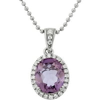 5th & Main placat cu platină Sterling Silver Facet-Cut Ametist deschide CZ pandantiv colier