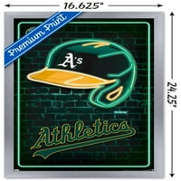 Oakland Athletics-Poster De Perete Cu Cască Neon, 14.725 22.375 Încadrat