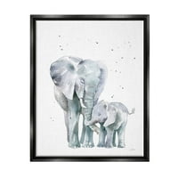 Stupell Industries Loving Elephant Family îmbrățișări acuarelă artă grafică Jet Black Floating Framed Canvas Print Wall Art, Design