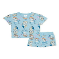 Set Frozen Baby and Toddler Girls Tee and Shorts, piesă, dimensiuni 12M-5T