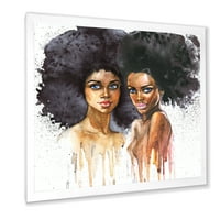 Designart 'portretul a două femei afro-americane' modern Framed Art Print