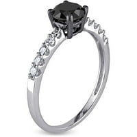 Miabella Carat T. W. inel de modă cu diamant alb-negru din Aur Alb de 10kt