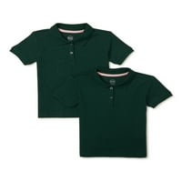 Wonder Nation Toddler Fete Școală Uniformă Cu Mânecă Scurtă Interlock Polo Shirt, 2-Pack