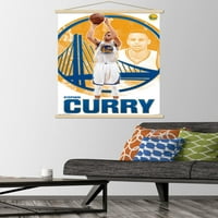 Golden State Warriors-Poster de perete Stephen Curry cu cadru Magnetic din lemn, 22.375 34