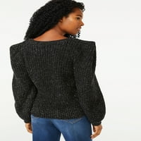 Scoop femei moale beteala pulover cu umăr detaliu