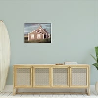 Stupell Industries Coastal Home atmosferic pe plajă cer înnorat fotografie albă încadrată artă imprimată artă de perete, Design