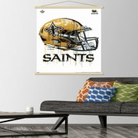 New Orleans Saints - Poster de perete cu cască de picurare cu cadru Magnetic din lemn, 22.375 34