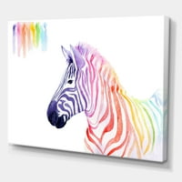 Portret de zebră curcubeu pe pictură albă imprimare de artă pe pânză