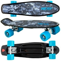 Flybar plastic Cruiser Skateboard, punte antiderapantă, pentru băieți și fete cu vârsta peste 6 ani până la 175 lbs, Nerf Blue