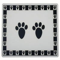 PetRageous Pet Paws Plastic PET Placemat, alb și negru
