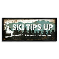 Stupell Industries sfaturi de schi albastru și alb pregătiți-vă să descărcați semnul de ridicare cu aspect Rustic din lemn artă