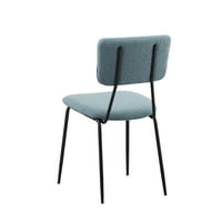 Scaune de luat masa Miniyam Set de 6, scaun lateral tapițat cu accent cu spate și picioare cromate, Albastru