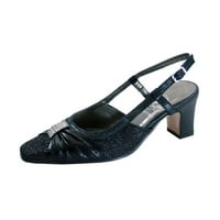 Alba femei lățime largă Rochie Slingback Pantofi metalici cu Ornament negru 6.5