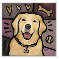 Stupell Industries Roz Violet Aur Labrador câine Pet pictura placa de perete de Eric Waugh
