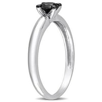 Carat TW diamant negru 14kt Aur Alb negru placat cu rodiu Solitaire inel de logodna
