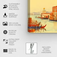 Stupell Industries Calm îndepărtat barcă cu pânze în formă de arc peisaj scenă Grafică Artă albă încadrată artă imprimată artă
